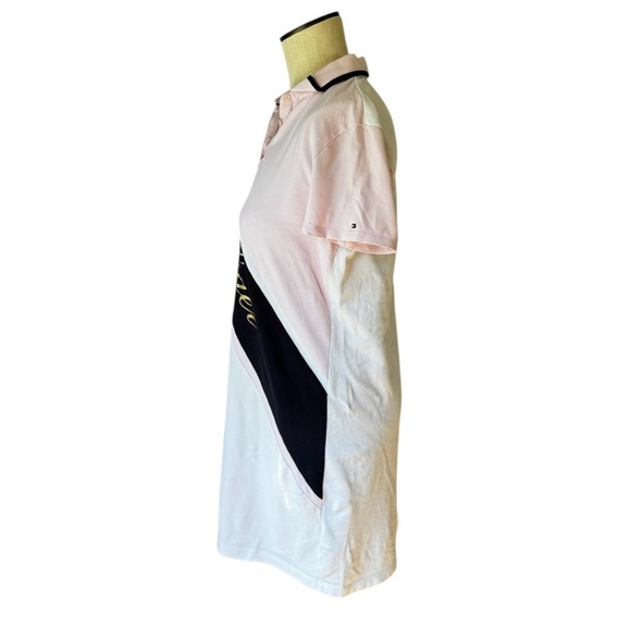 Tommy Hilfiger Banner Stripe Gold Script Logo Polo Shirt Mini Dress Size S - Picture 4 of 11